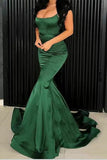 Green Spaghetti-Strap Mermaid Evening Dress BM bride