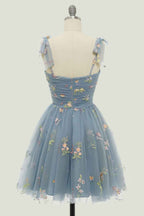 Champagne A-Line Embroidery Short Homecoming Dress