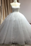 Off-the-Shoulder Sweetheart Ball Gown Wedding Dress with Lace Appliques BM bride