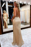 Delightful Burgundy Sequin Lace-Up Back Long Prom Dress with Slit BM bride