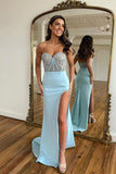 Enchanting Mermaid Sweetheart Mint Long Prom Dress with Beading BM bride
