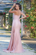 One Shoulder Sleeveless Mermaid Long Prom Dress With Pleated Ruffles
