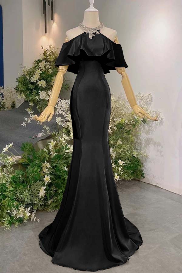 Sleeveless Off the Shoulder Long Mermaid Prom Dress With Pleated BMBRIDE