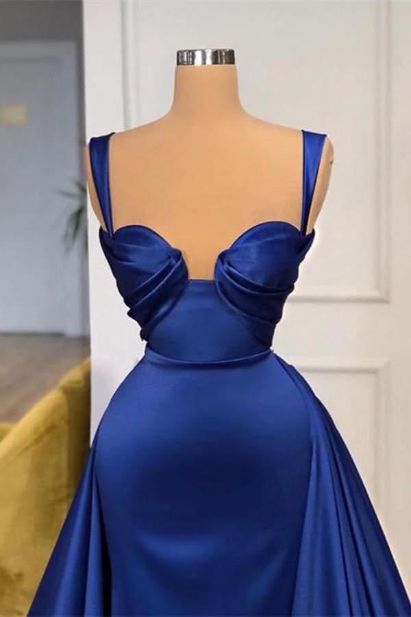 Royal Blue Mermaid Prom Dress with Detachable Train BM bride