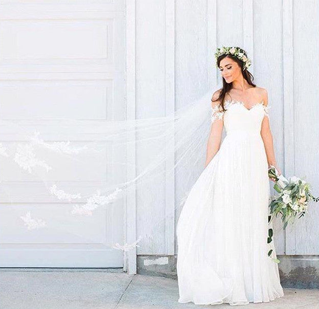 Long Chiffon Beach Wedding Dress BM bride