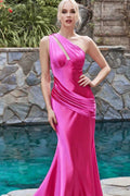 Elegant One-Shoulder Sleeveless Mermaid Prom Dress BM bride