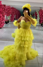 Specially Customized Full Dress Long Prom Dress With Gloves