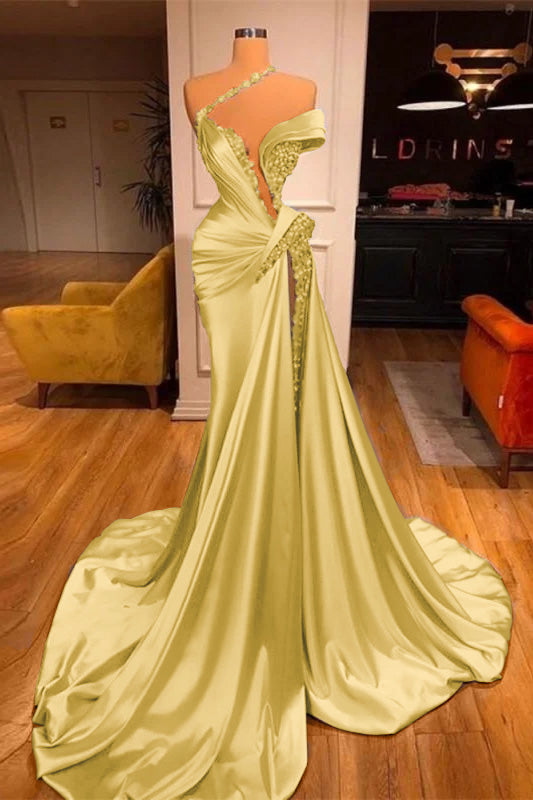 Mermaid Off the Shoulder Sleeveless Prom Dress Long Beadings With Split BMBRIDE