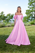 Off the Shoulder Sleeveless Long A Line Prom Dress With Pleated BMBRIDE