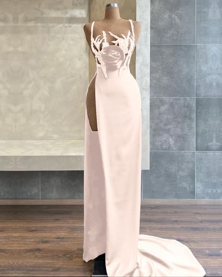 Black Spaghetti-Strap Mermaid Evening Dress with Beadings Sequins and Slit BM bride