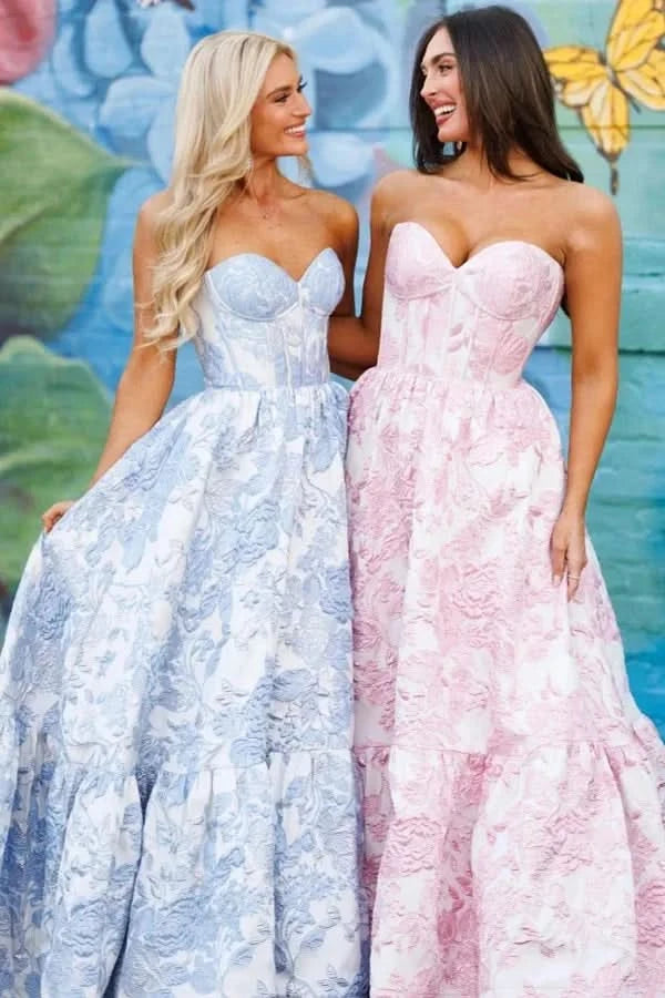 Sweet Pink Strapless Prom Dress, Sleeveless, Long Ball Gown BM bride