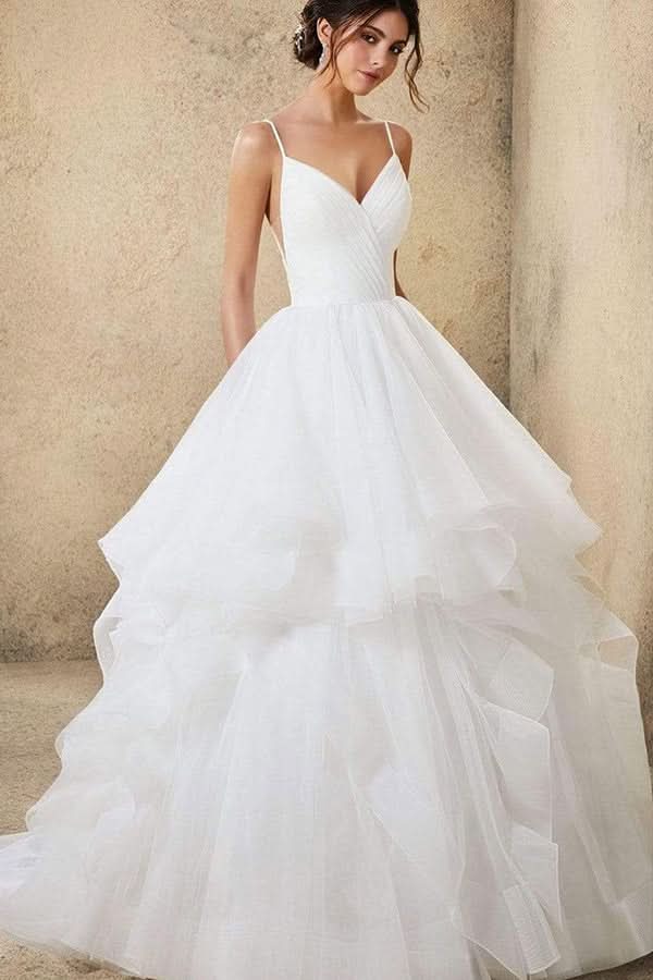 A-line Off-the-shoulder Wedding Dress With Tulle Lace Elegant BM bride