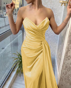 Brown Sweetheart Sleeveless Mermaid Prom Dress with Split and Ruffles BM bride