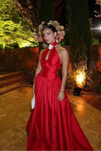 Stunning Halter Backless Sleeveless Long Prom Dress With Appliques