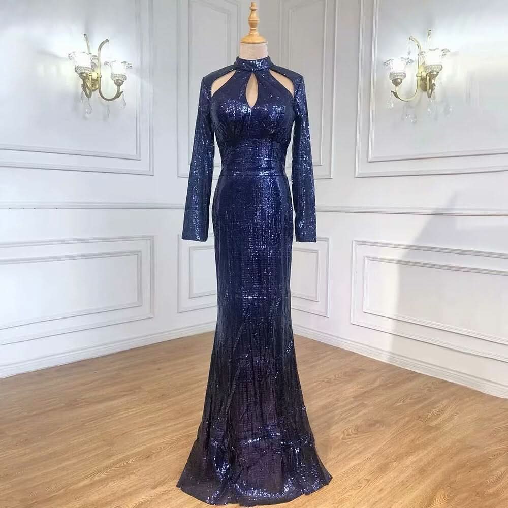 Black Green Long Sleeve Sexy Mermaid Prom Dress BM bride
