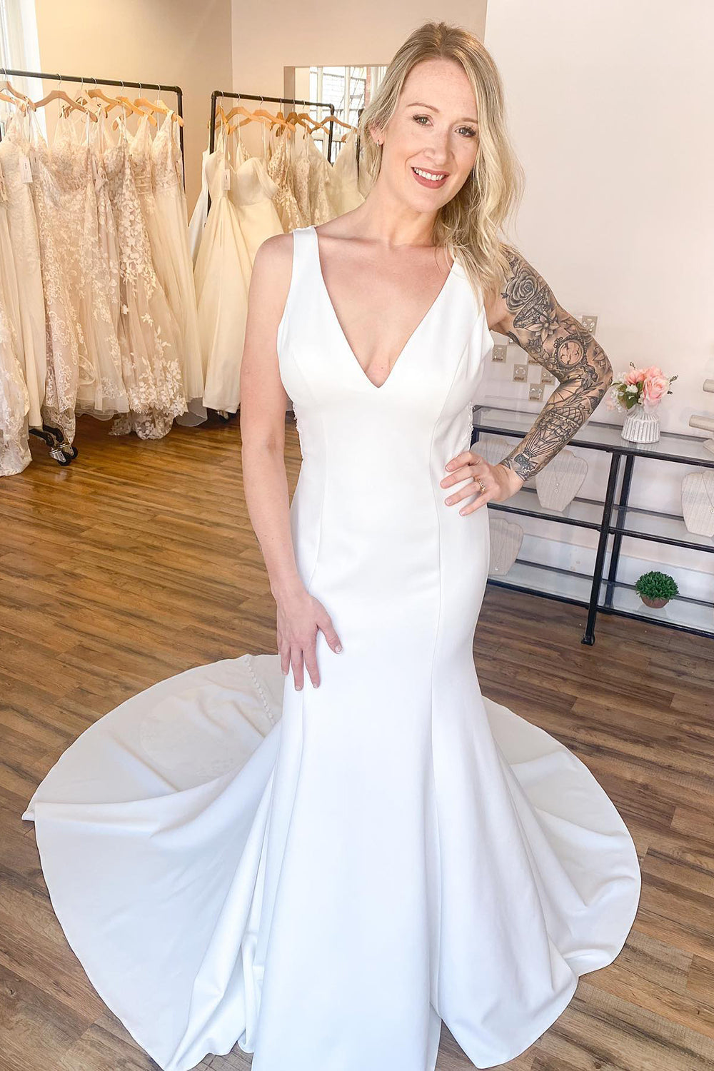 Glamorous A-Line Wedding Dress Spaghetti-Straps With Lace Appliques BM bride