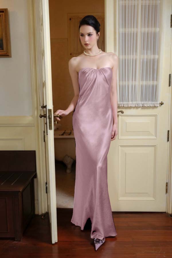 Chic Strapless Sleeveless Long Mermaid Prom Dress With Pleated BMBRIDE