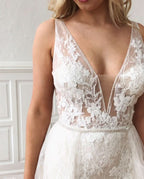 Straps Mermaid Wedding Dresses With Detachable Lace BM bride
