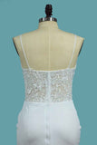 Sweetheart Spaghetti Strap Floor-Length Mermaid Wedding Dress with Lace BM bride
