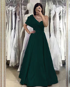 Elegant Royal Blue One-Shoulder Sweetheart Evening Dress with Off-the-Shoulder Detail Online BM bride