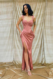Shoulder Straps Strapless Mermaid Evening Dress with Split BM bride