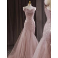 Light Pink Tulle Prom Dress Spaghetti Strap Sleeveless Dresses BM bride