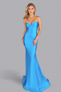 Strapless Sleeveless Long Mermaid Prom Dress With Pleated