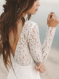 Long Sleeve Boho Lace Wedding Dress BM bride
