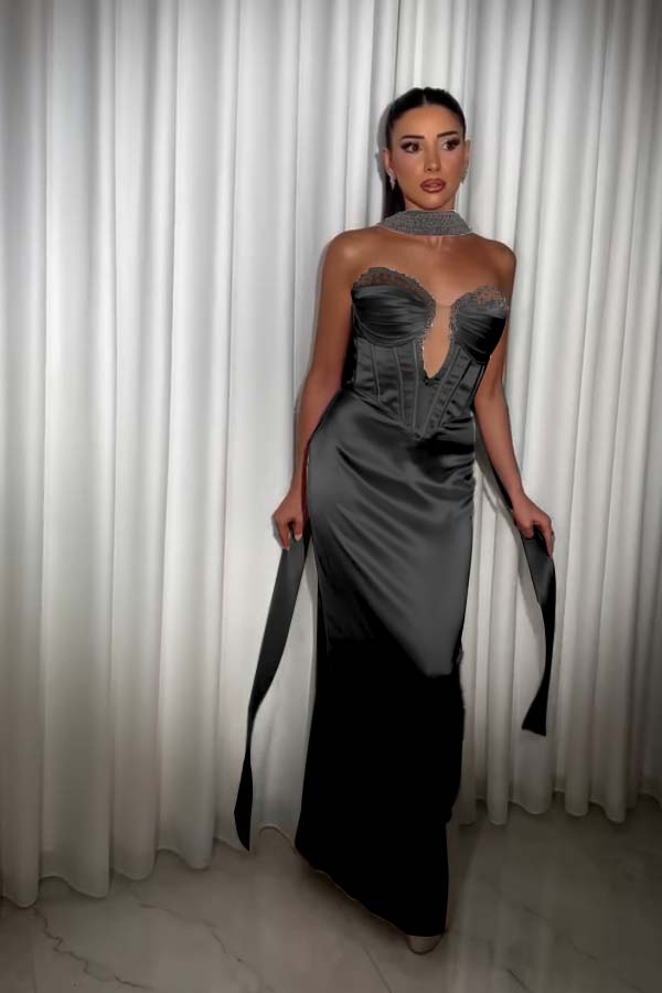 Strapless Sleeveless Long Mermaid Prom Dress With Pleated Beading BMBRIDE