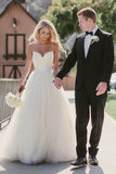 Long Spaghetti Strap Tulle Wedding Dress BM bride
