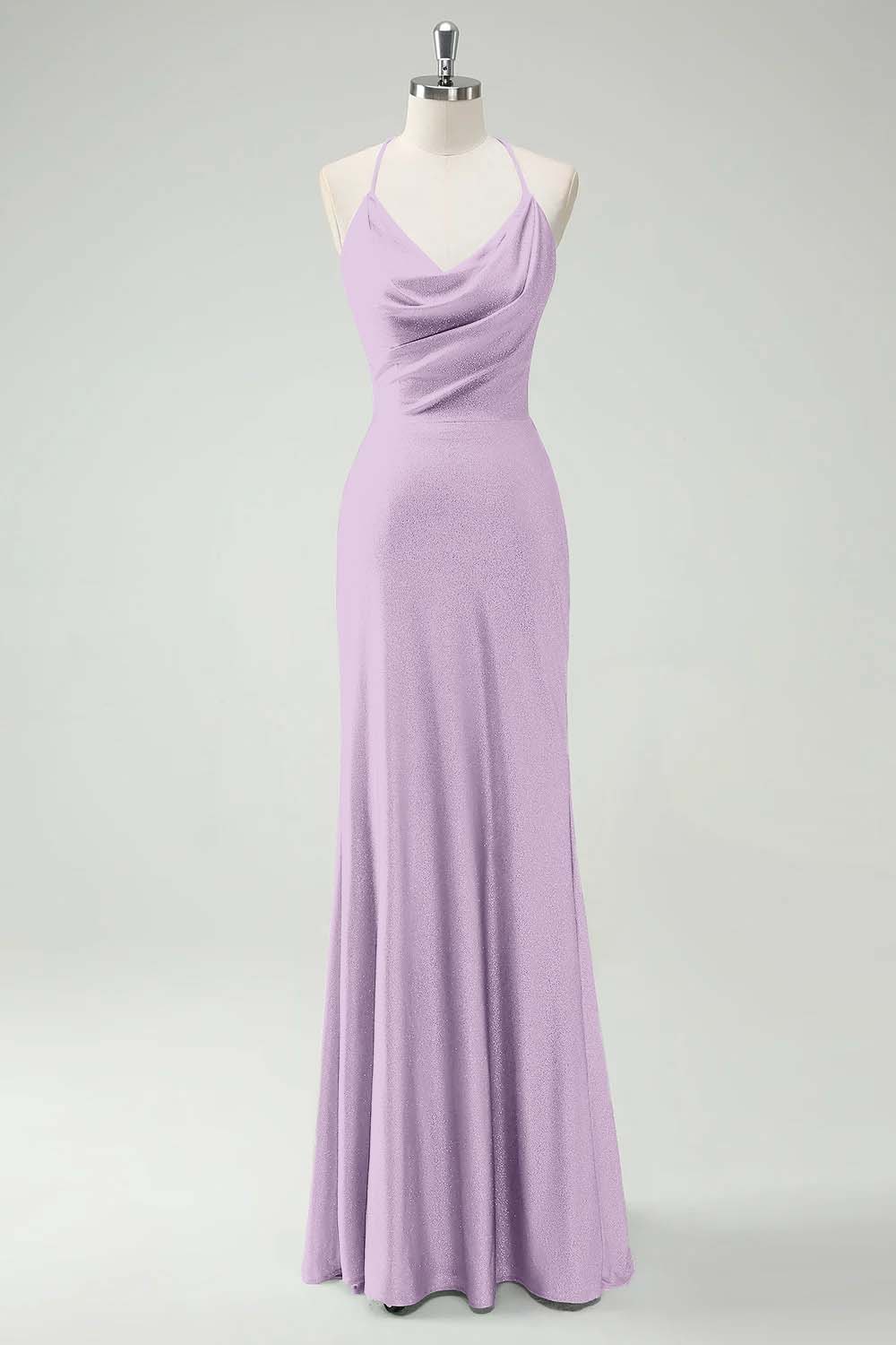Chic Halter Sleeveless Long Mermaid Prom Dress With Pleated
