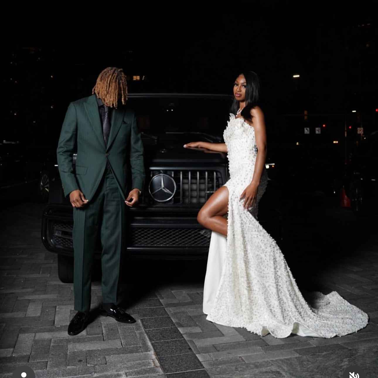 White Enchantment - Beaded Floral Mermaid Prom Dress with Crystal Details