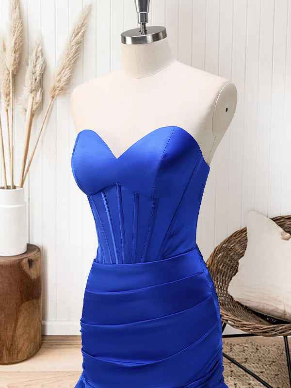 Green Mermaid Strapless Corset Tiered Long Prom Dress