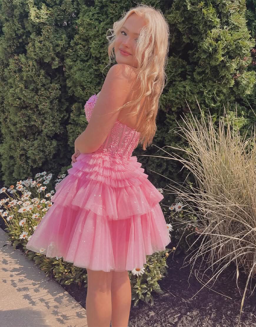 Sweetheart A-Line Lace Short Homecoming Dress with Elegant Details BM bride