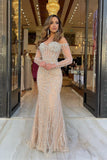 Prom Dress Elegant Sweetheart Neckline with Long Sleeves and Strapless Beadings Long Tulle for a Graceful Look BM bride