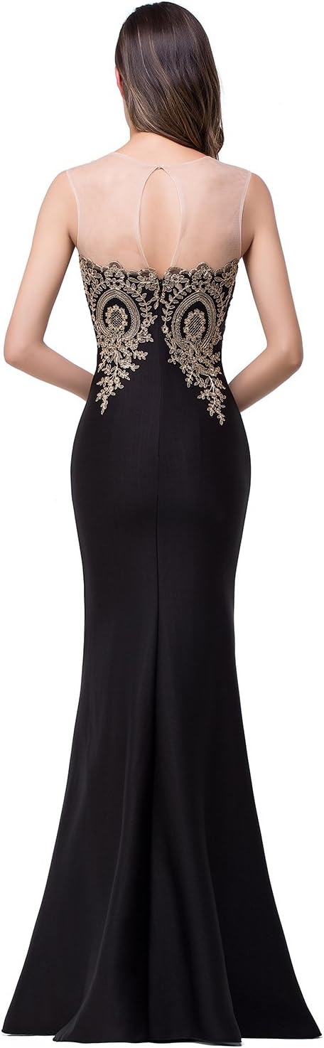 Women's Lace Applique Long Formal Mermaid Evening Prom Dresses Bmbride