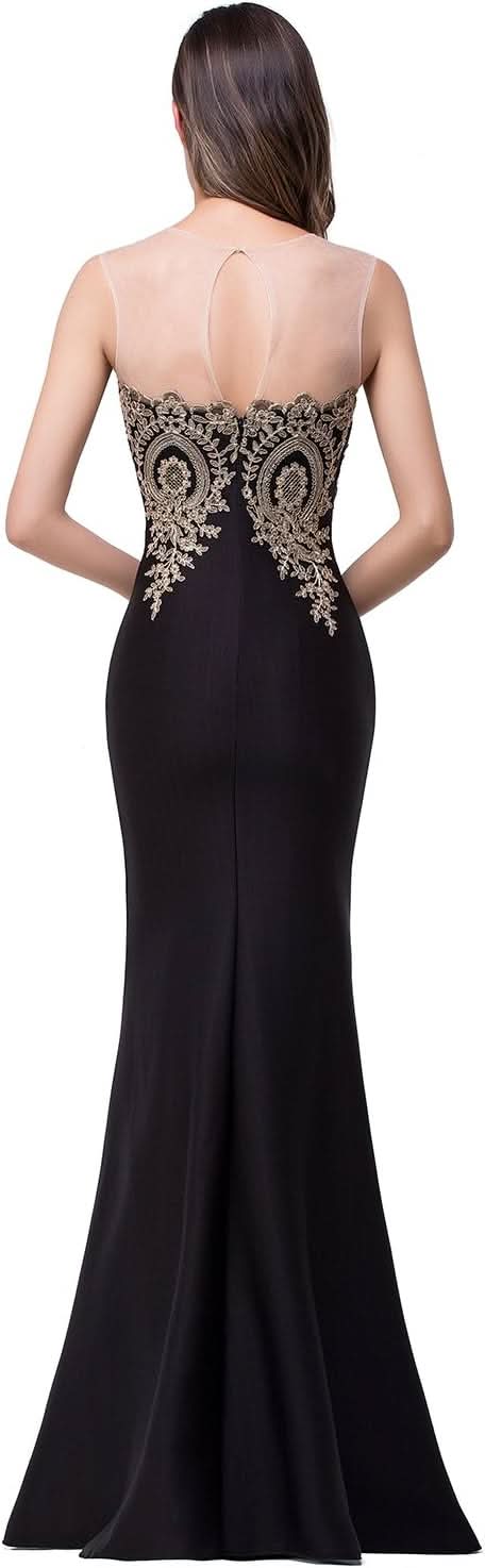 Women's Lace Applique Long Formal Mermaid Evening Prom Dresses Bmbride