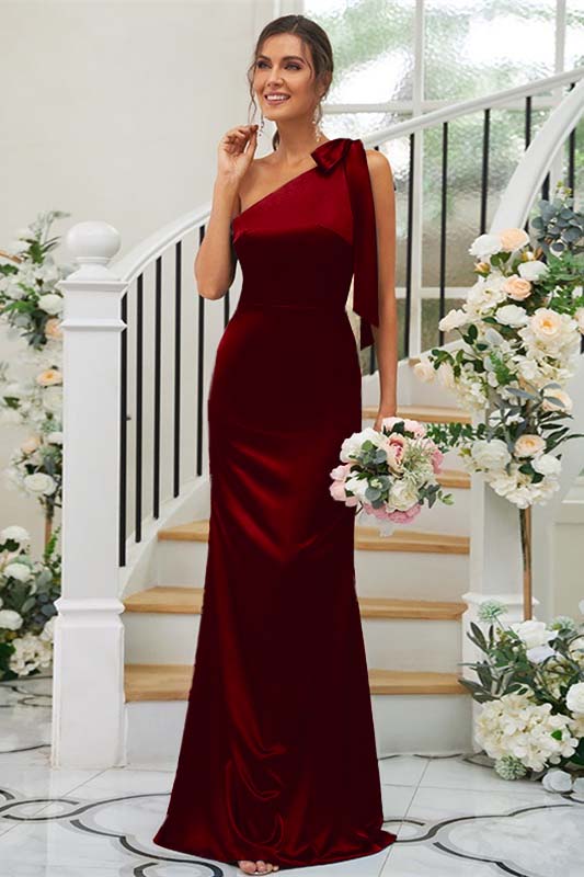 One Shoulder Sleeveless Mermaid Long Prom Dress With Pleated BMBRIDE