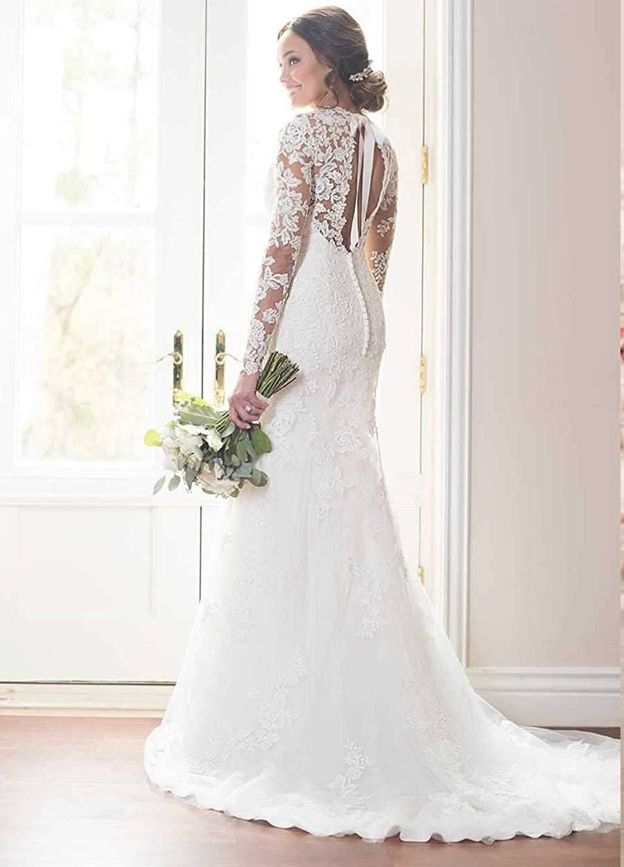 Women's Beach Spaghetti Strap Wedding Dresses for Bride 2025 Boho Long Lace Bridal Gowns for Wedding