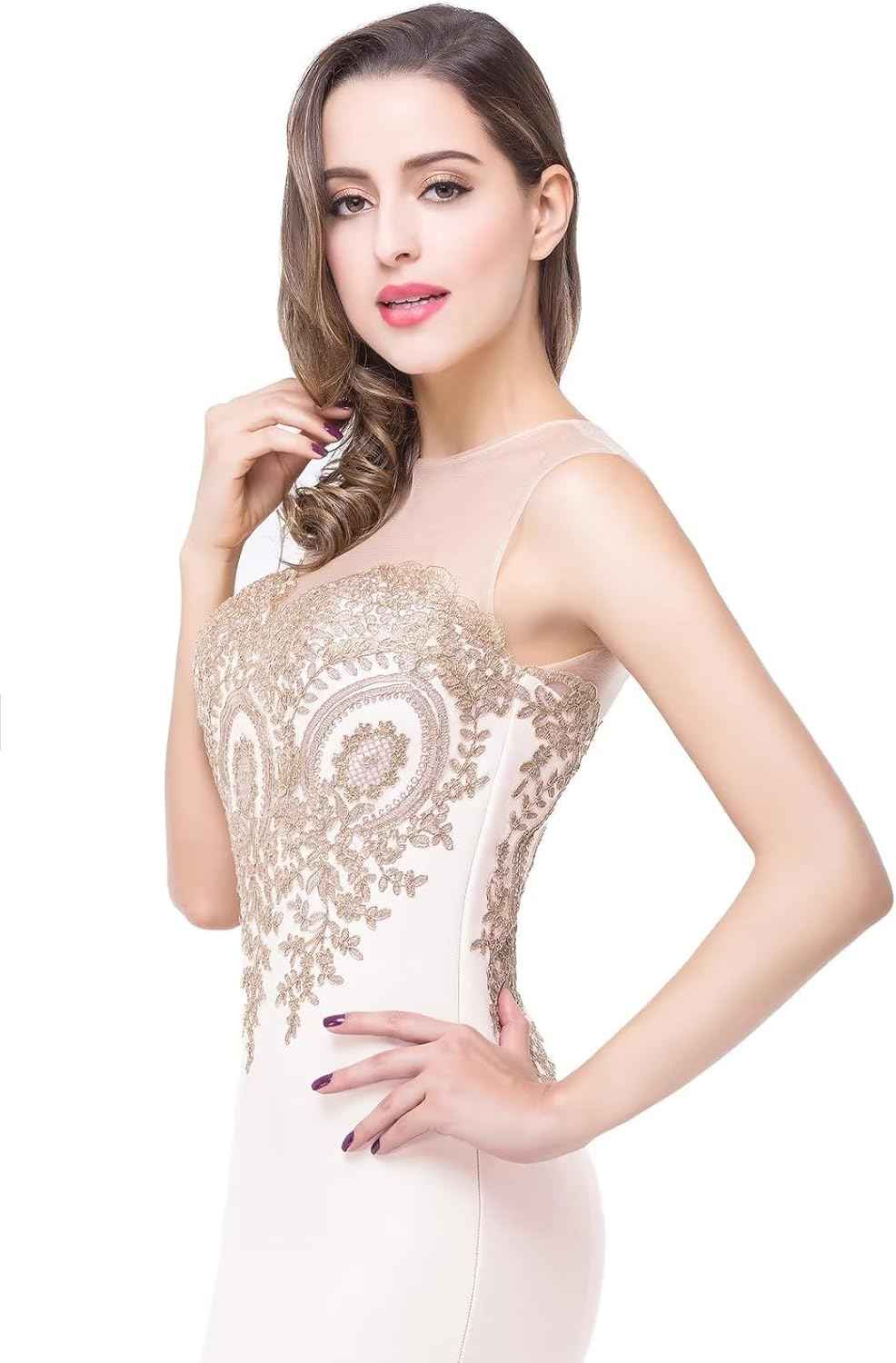 Women's Lace Applique Long Formal Mermaid Evening Prom Dresses Bmbride