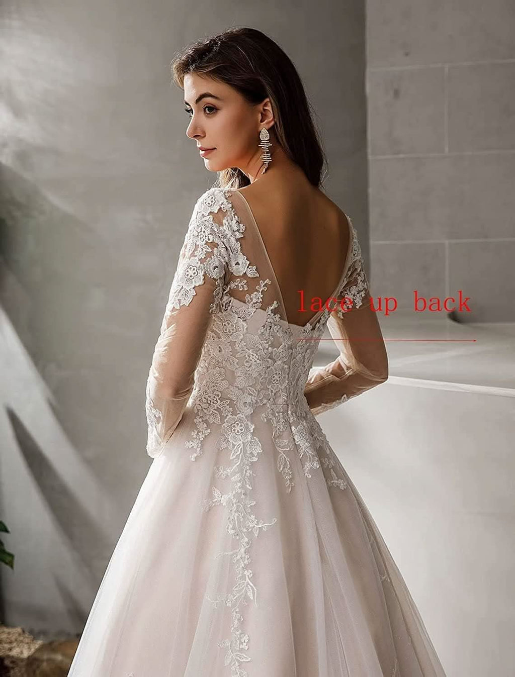 Loyeloy Women's Wedding Dresses for Bride 2025 Sexy V Neck Slit Lace Bridal Wedding Gowns for Bride YJ010