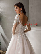 Loyeloy Women's Wedding Dresses for Bride 2025 Sexy V Neck Slit Lace Bridal Wedding Gowns for Bride YJ010