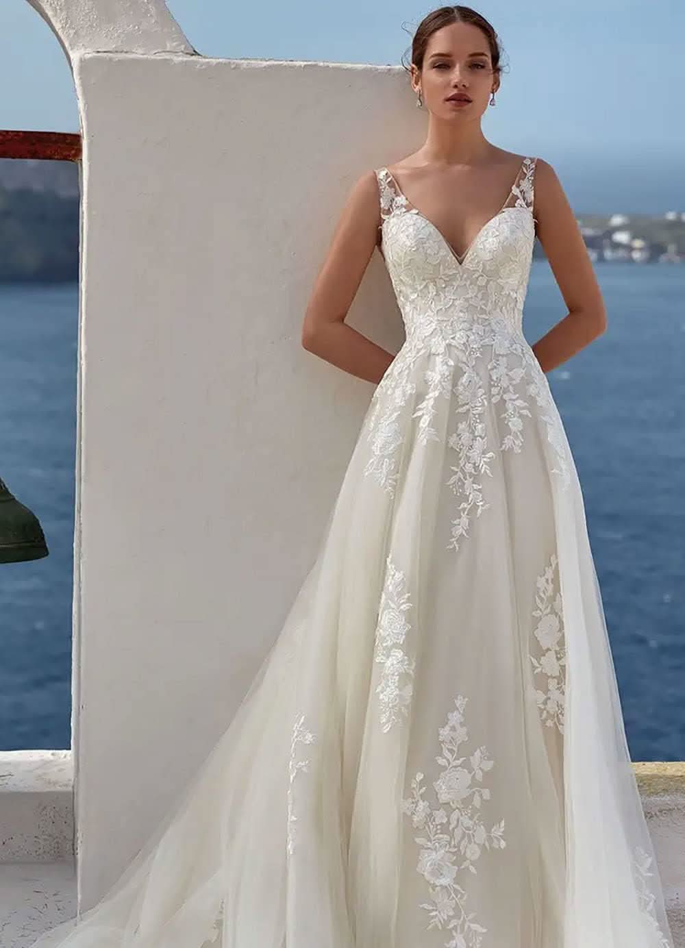 Lace Appliqued Wedding Dresses for Bride 2025 Beach Wedding Bridal Gowns for Women SE002