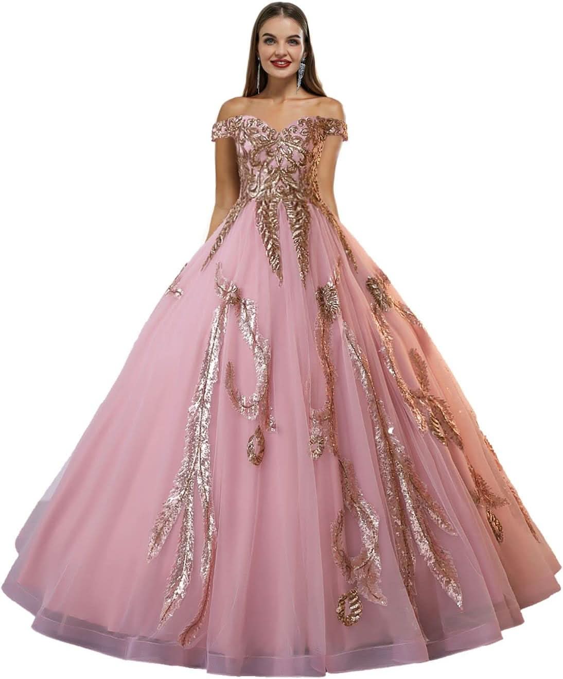 BMbride Women's Beading Sweetheart Ball Gown Tulle Layed Long Quinceanera Dress