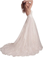 Lace Appliqued Wedding Dresses for Bride 2025 Beach Wedding Bridal Gowns for Women SE002