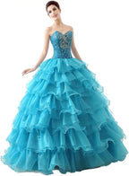 BMbride Women's Beading Sweetheart Ball Gown Tulle Layed Long Quinceanera Dress