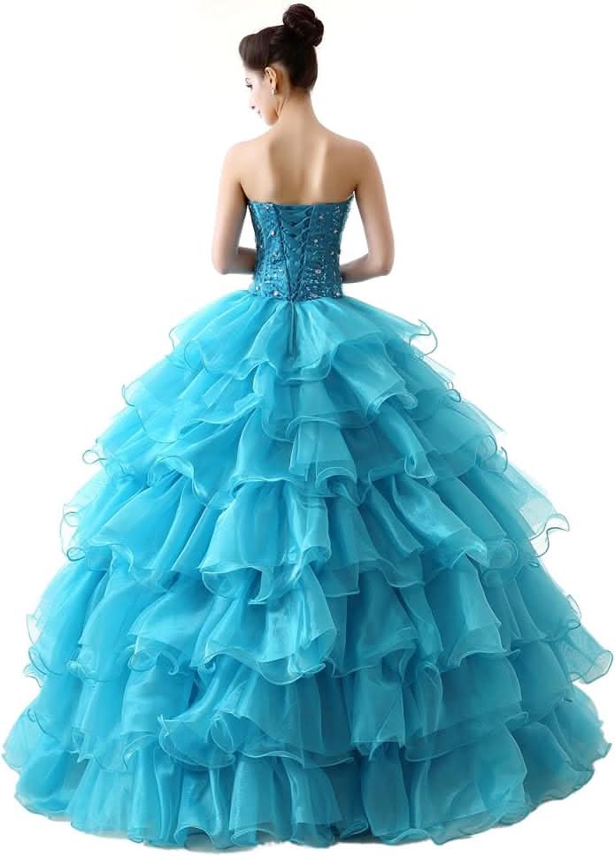 BMbride Women's Beading Sweetheart Ball Gown Tulle Layed Long Quinceanera Dress