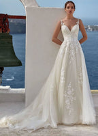 Lace Appliqued Wedding Dresses for Bride 2025 Beach Wedding Bridal Gowns for Women SE002