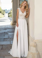 Women's Beach Spaghetti Strap Wedding Dresses for Bride 2025 Boho Long Lace Bridal Gowns for Wedding