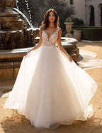 Lace Appliqued Wedding Dresses for Bride 2025 Beach Wedding Bridal Gowns for Women SE002